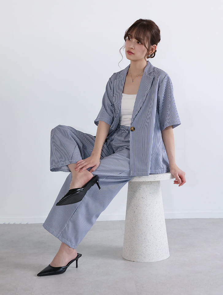 【2点セット】シングルジャケット×パンツセットアップ