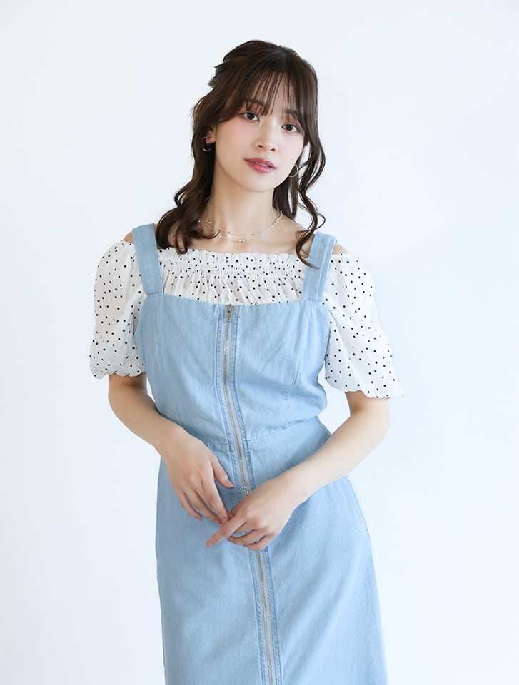 前開きデニムワンピース