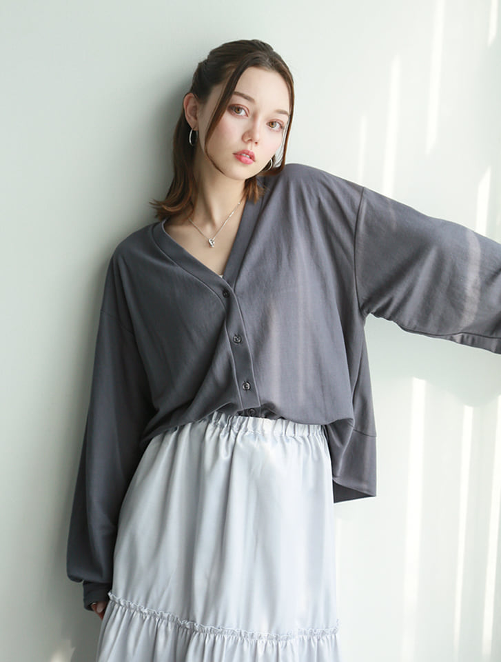 【接触冷感】Vネックカーディガン