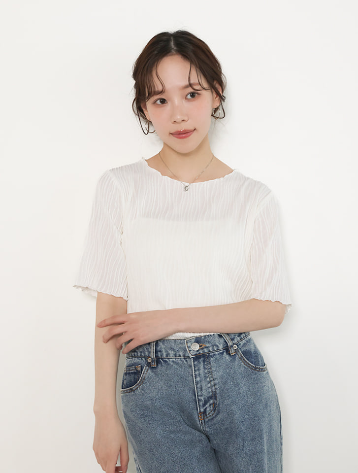 ウェーブジャガードクルーネックTシャツ