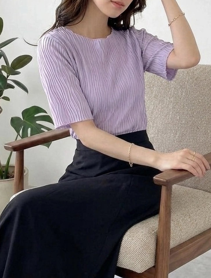 【fifth/フィフス】ウェーブジャガードクルーネックTシャツ