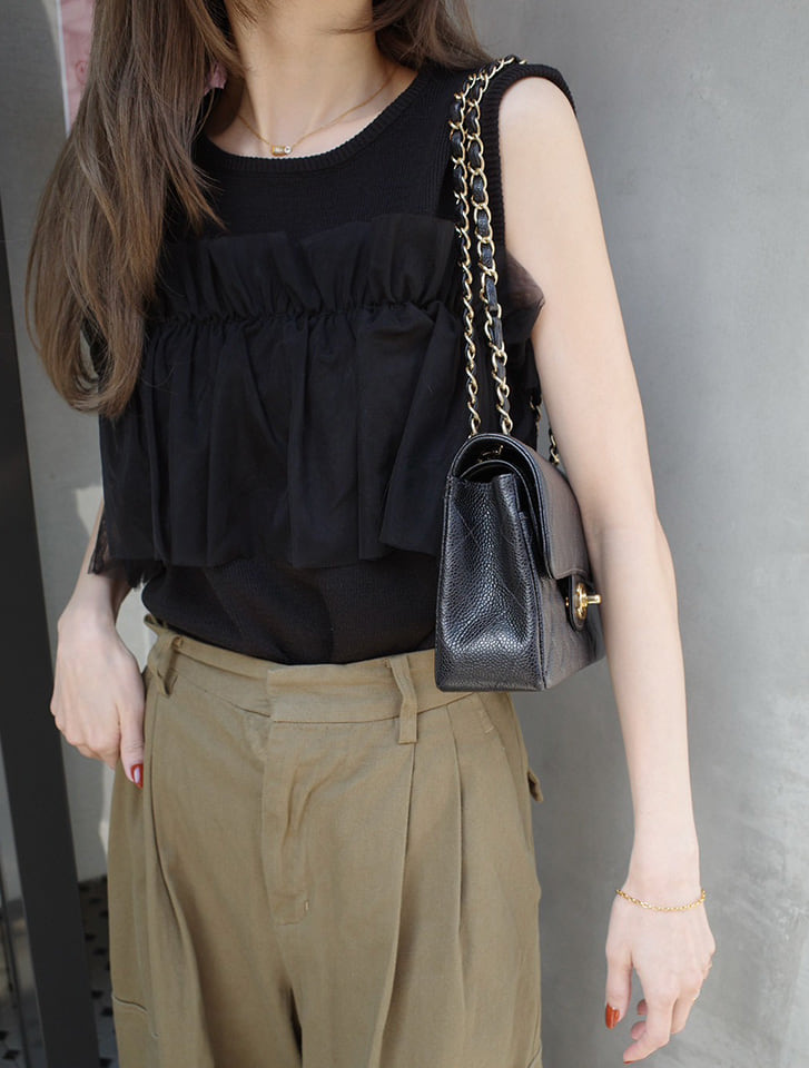 【kannaセレクト】 チュールドッキングニットタンク