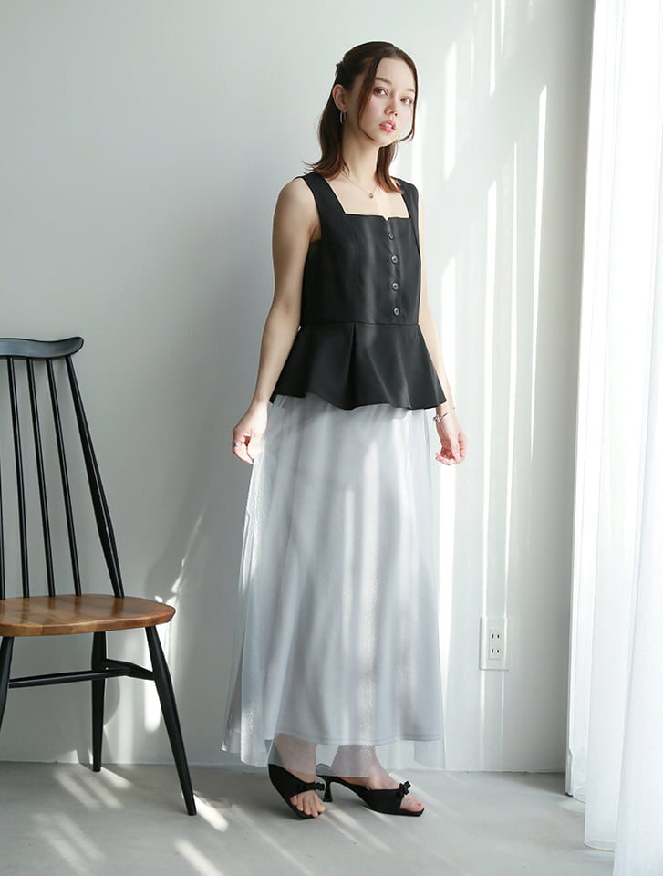 ペプラムビスチェ風ドッキングワンピース