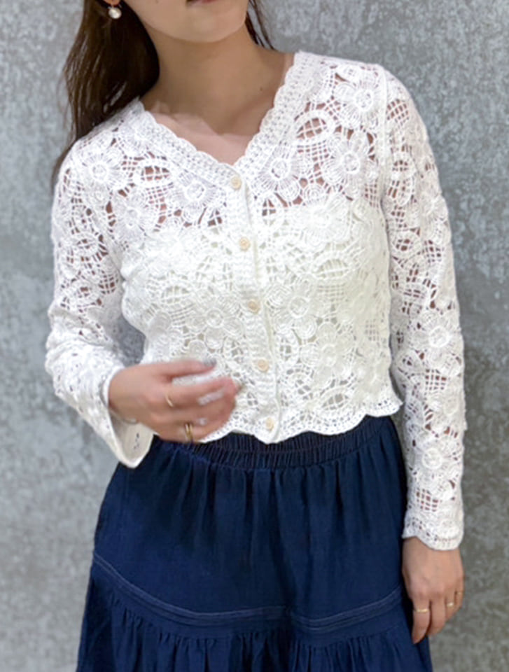 クロシェ編みフラワーカーディガン