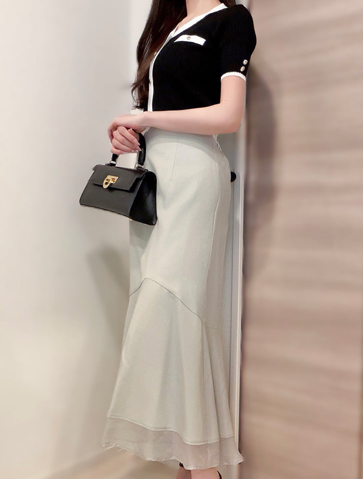 fifth 【aya223_bセレクト】裾シアードッキングマーメイドスカート