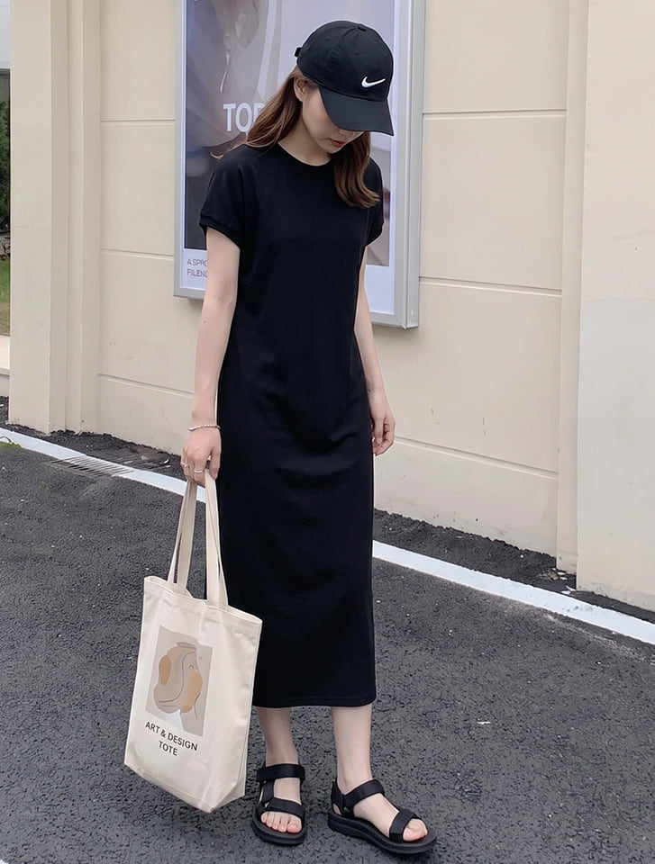 プチハイネックロングワンピース
