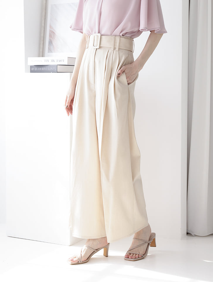 fifth 【星玲奈セレクト】ベルト付きハイウエストタックワイドパンツ