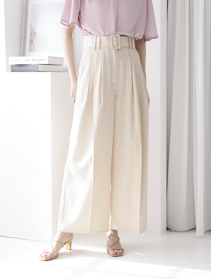 fifth 【星玲奈セレクト】ベルト付きハイウエストタックワイドパンツ