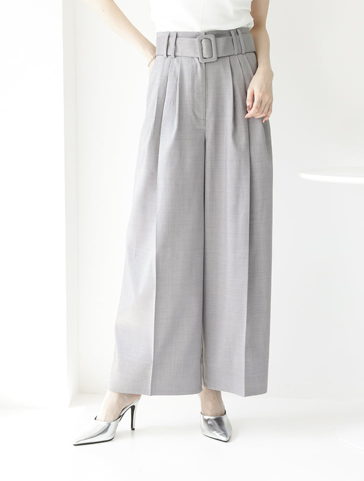 fifth 【星玲奈セレクト】ベルト付きハイウエストタックワイドパンツ