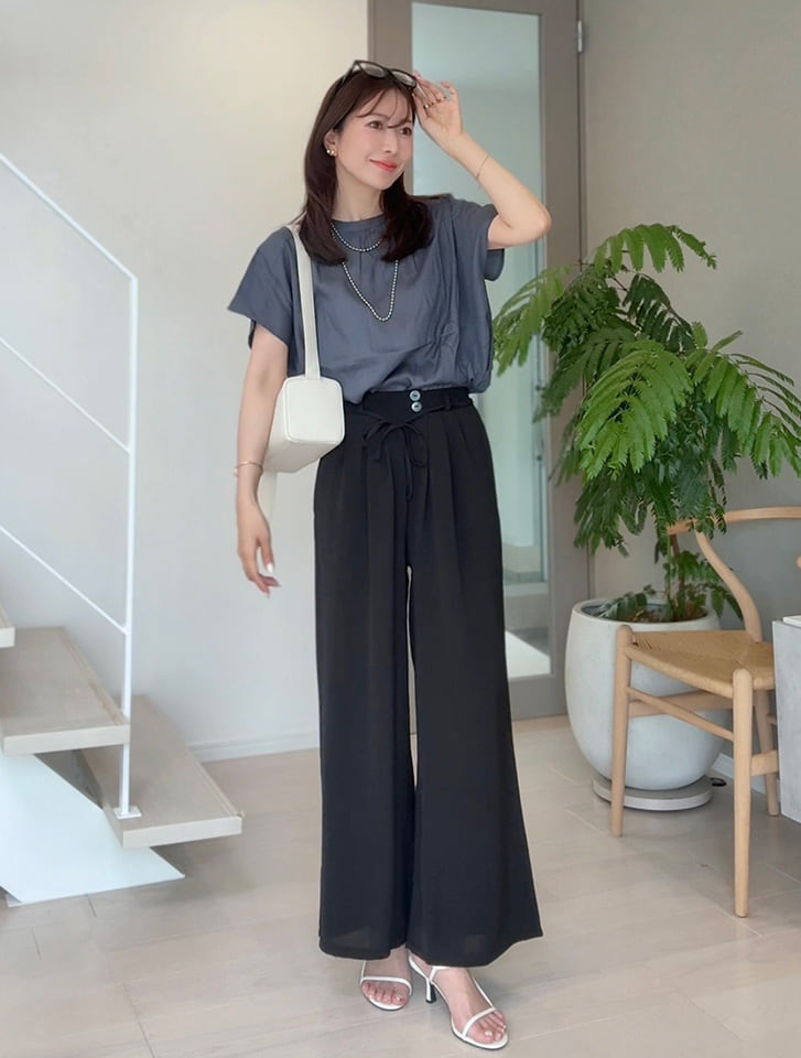 fifth ドロスト付きフェイクボタンリラックスパンツ | 人気レディース