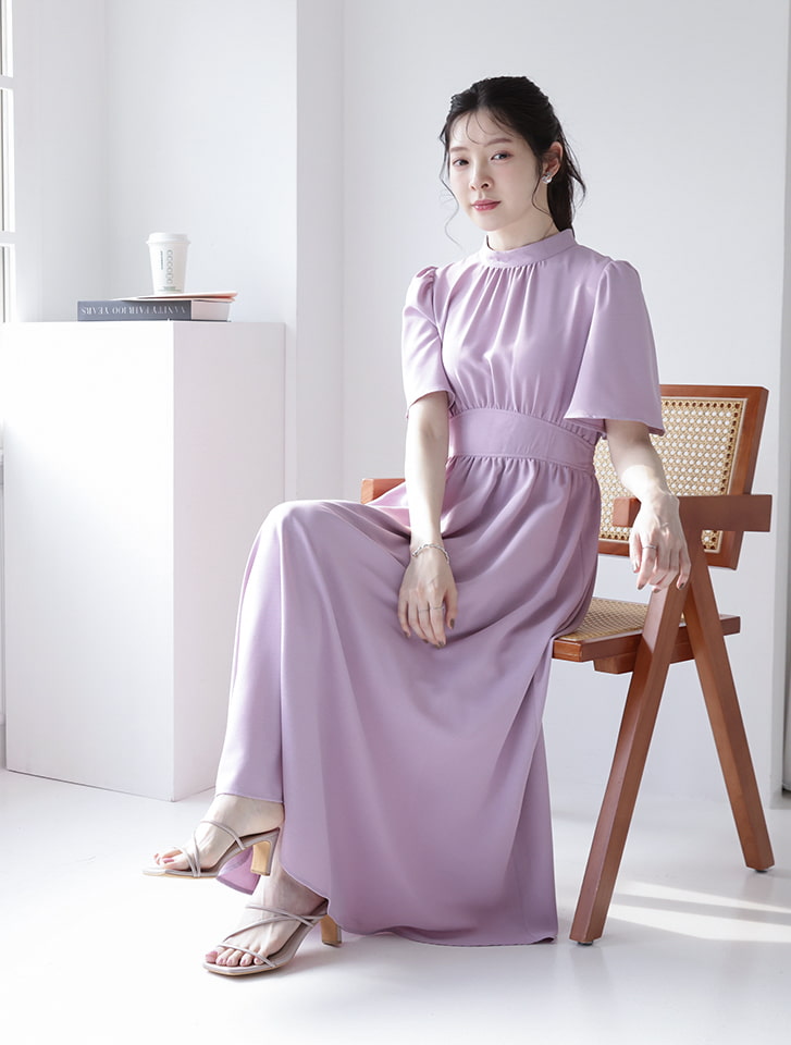 低身長・小柄さんにおすすめ ウエスト切替タックフレアワンピース