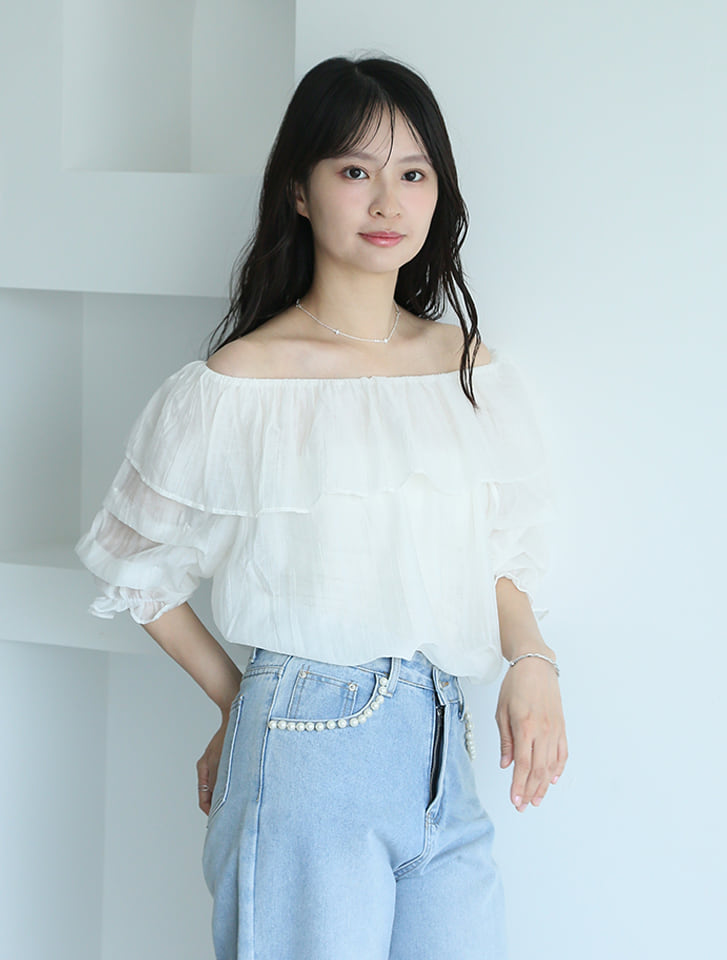 fifth タックティアードフリル袖2wayカラーブラウス | 人気レディース