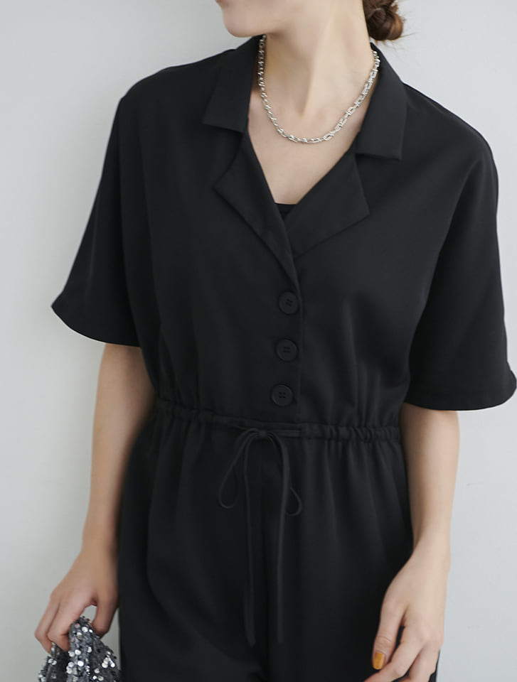H96 シェリエ sheller 完売品 ドットシャツ　オールインワン　ブラック H96 シェリエ sheller 完売品 ドットシャツ オールインワン