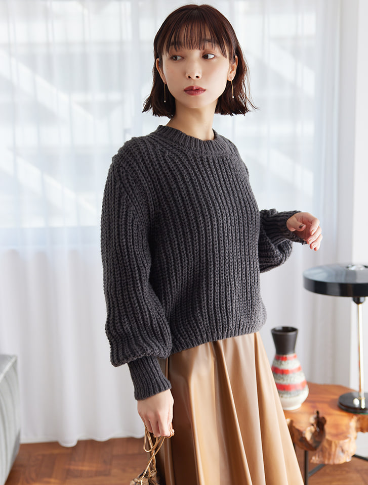 buttstain ニット JILL by JILL STUART｜サイドリボンフィルムフェザーニット