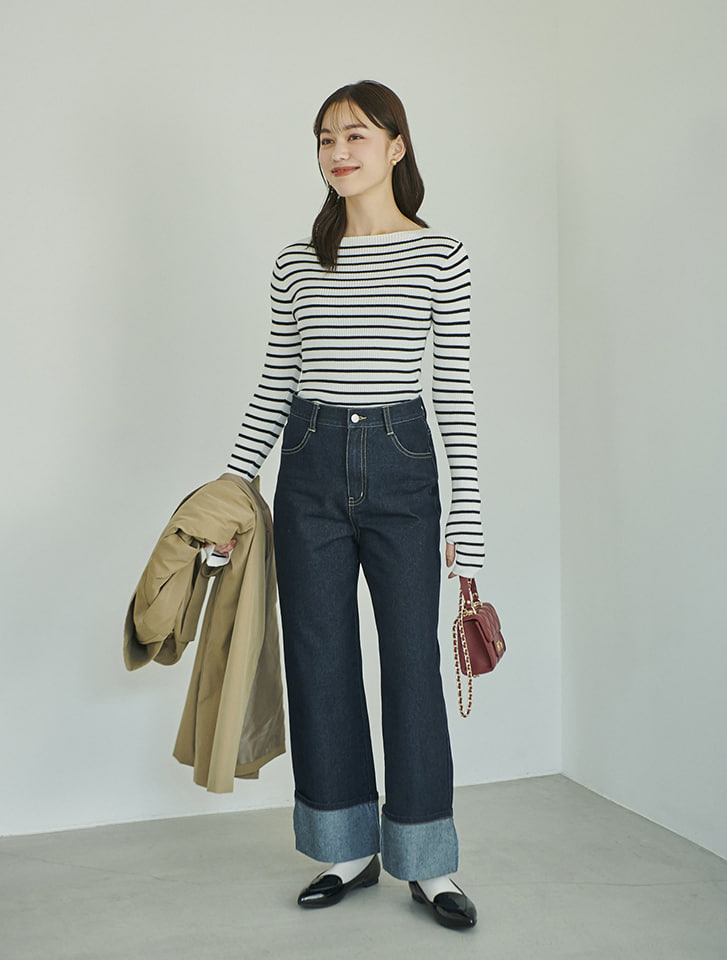 ロールアップストレートデニム