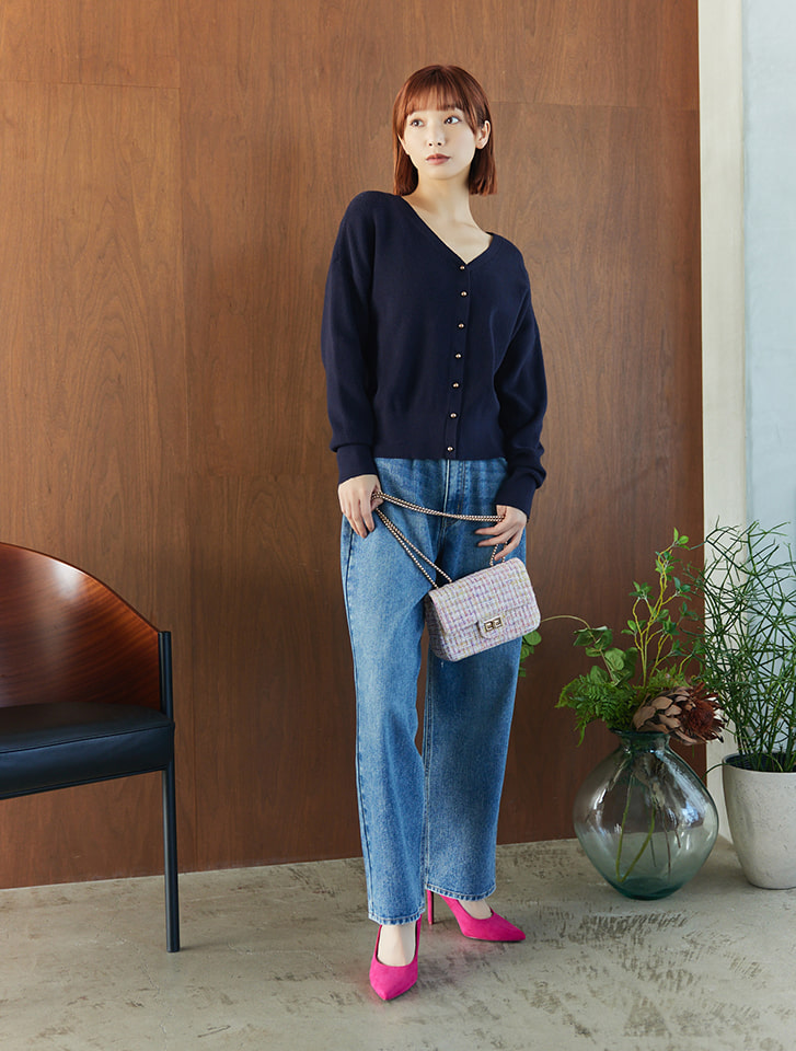CELINE ブラウン 半袖ニット ゴールドボタン トップス