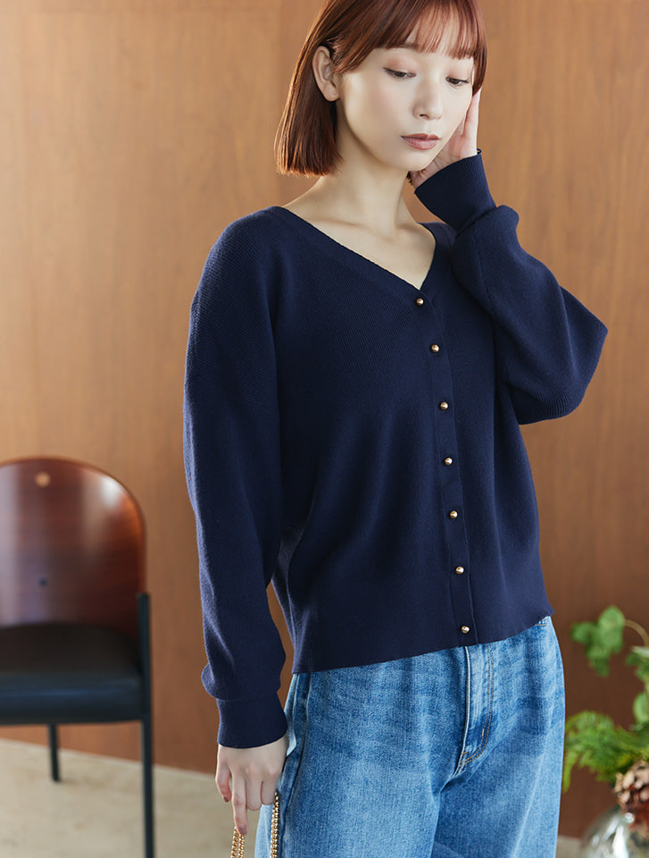 Edit Sheen 2wayゴールドボタンニット | 人気レディース
