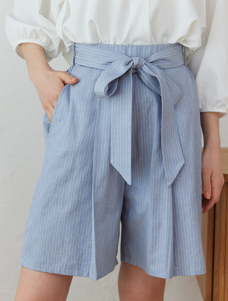 ベージュ ウエストリボン付きショートパンツ 1110-73115_06.jpg
