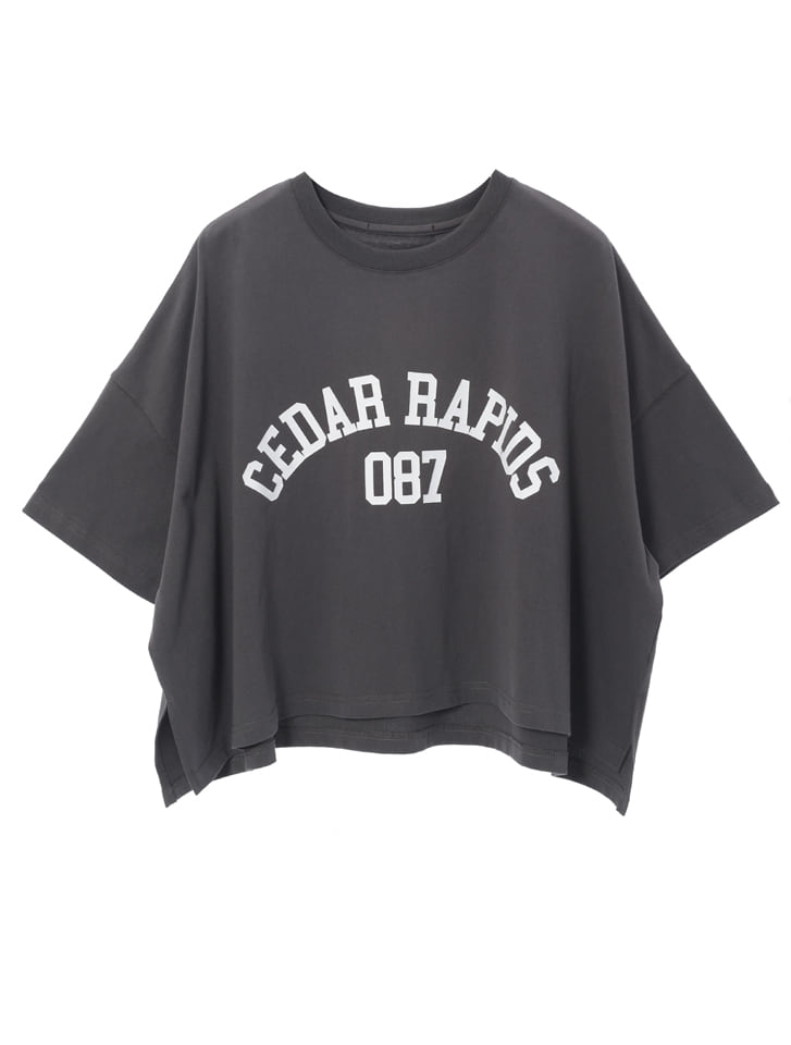 英字ロゴプリントドルマンビッグTシャツ
