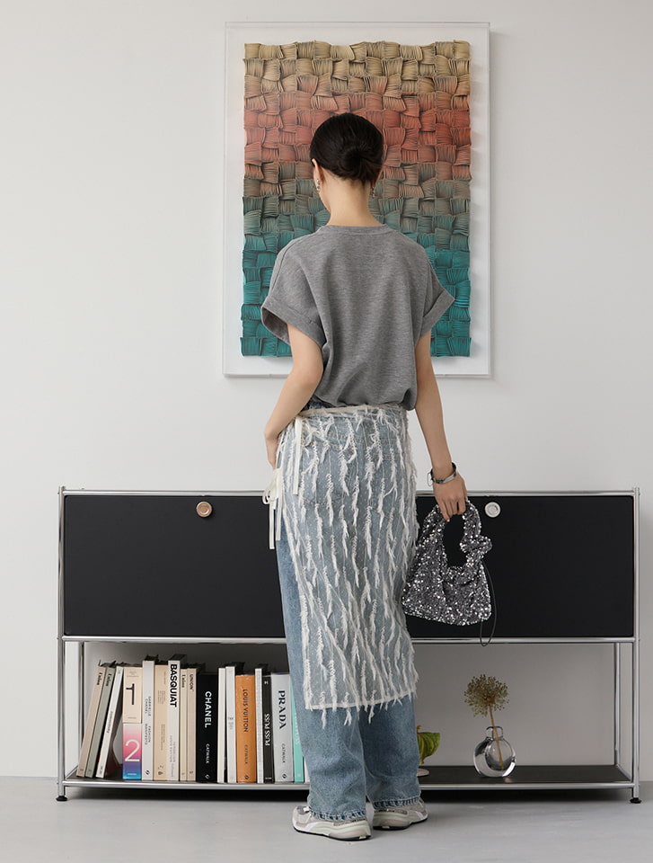 CHANEL ベルト付きホワイトラップスカート