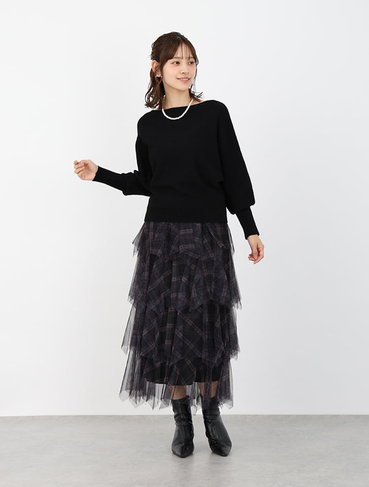 Edit Sheen チュールフリルチェックスカート | 人気レディース