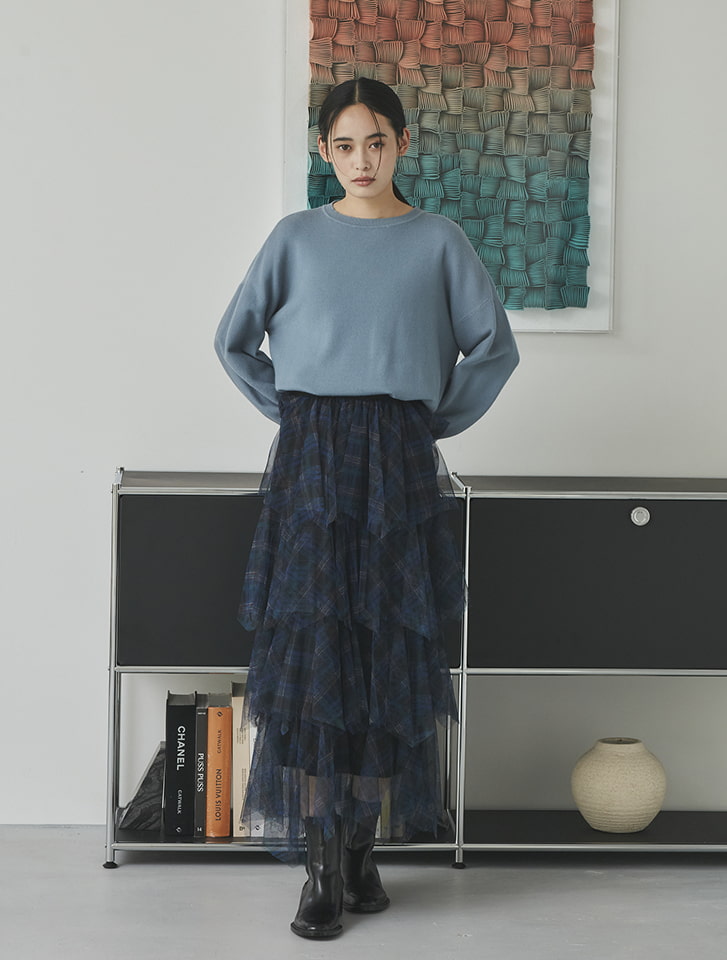 未使用品 アニエスベー シフォンスカート 花柄 ブルー グレー 未使用品 アニエスベー シフォンスカート 花柄 ブルー グレー