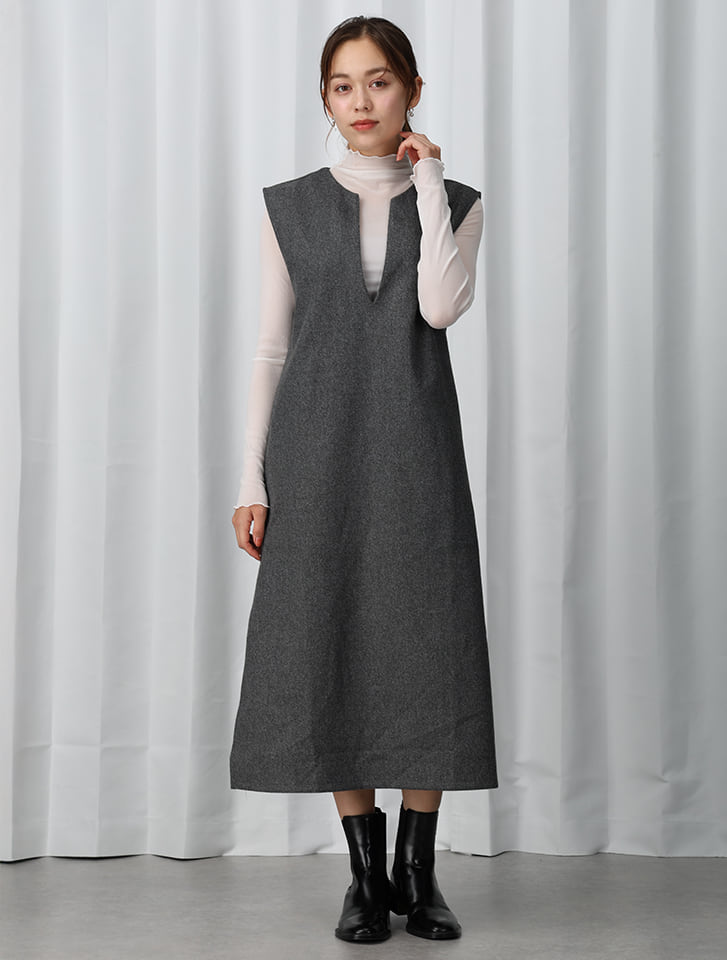 【unminon】Vネックギャザージャンスカ Lajour｜Vネックギャザージャンパースカート | Rakuten Fashion