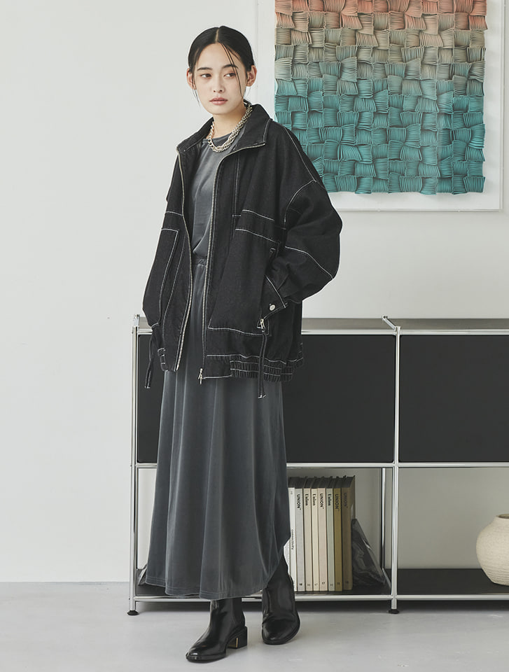 【未使用】ベロア生地レオタード　スカート付き　ブラック Edit Sheen ベロアフレアスカート | 人気レディースファッション通販