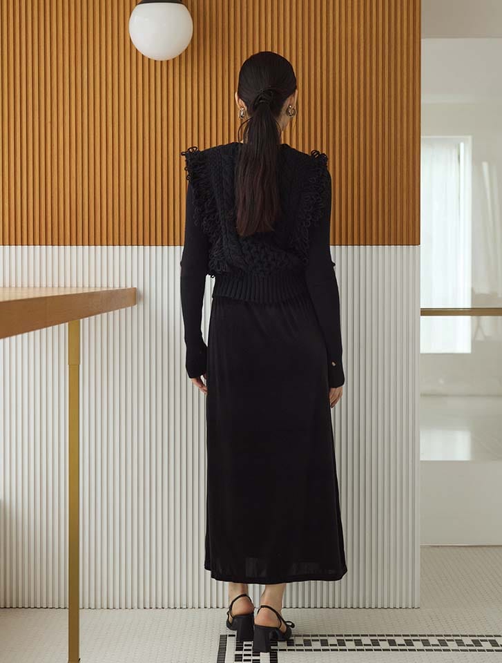 ROCHAS フレアスカート サイズ38 黒 ドラマティック・フレアスカート/ウォッシャブル/ブラック | Factelier