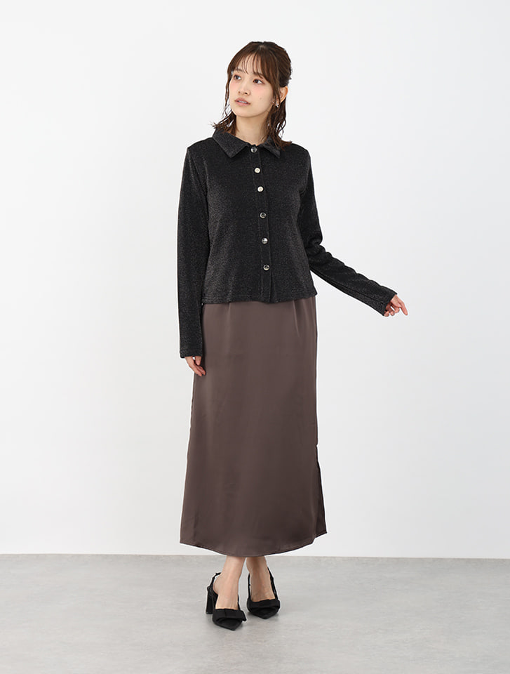 Edit Sheen サテンナロースカート | 人気レディースファッション通販