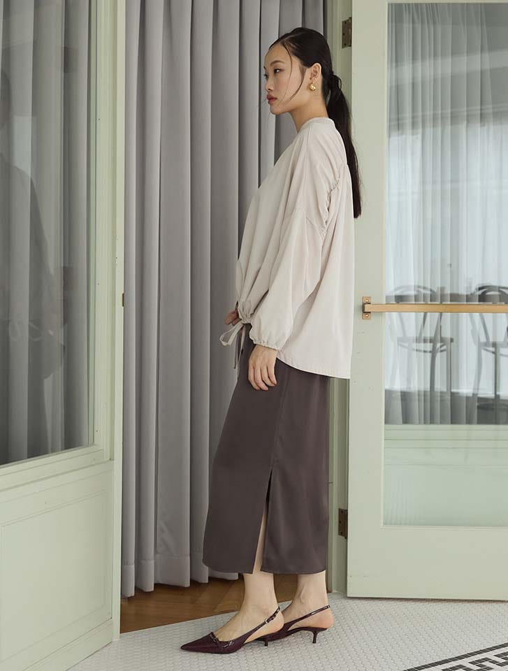 新品　ラウンジドレス　サテンナロースカート　カーキ サテンナロースカート | LOUNGEDRESS(ラウンジドレス)レディース