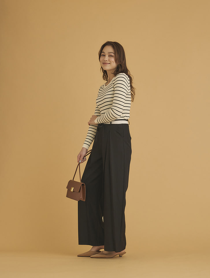 【一部店舗限定】23区DENIM ストレッチ ワイドパンツ, ミッドブルー, 36