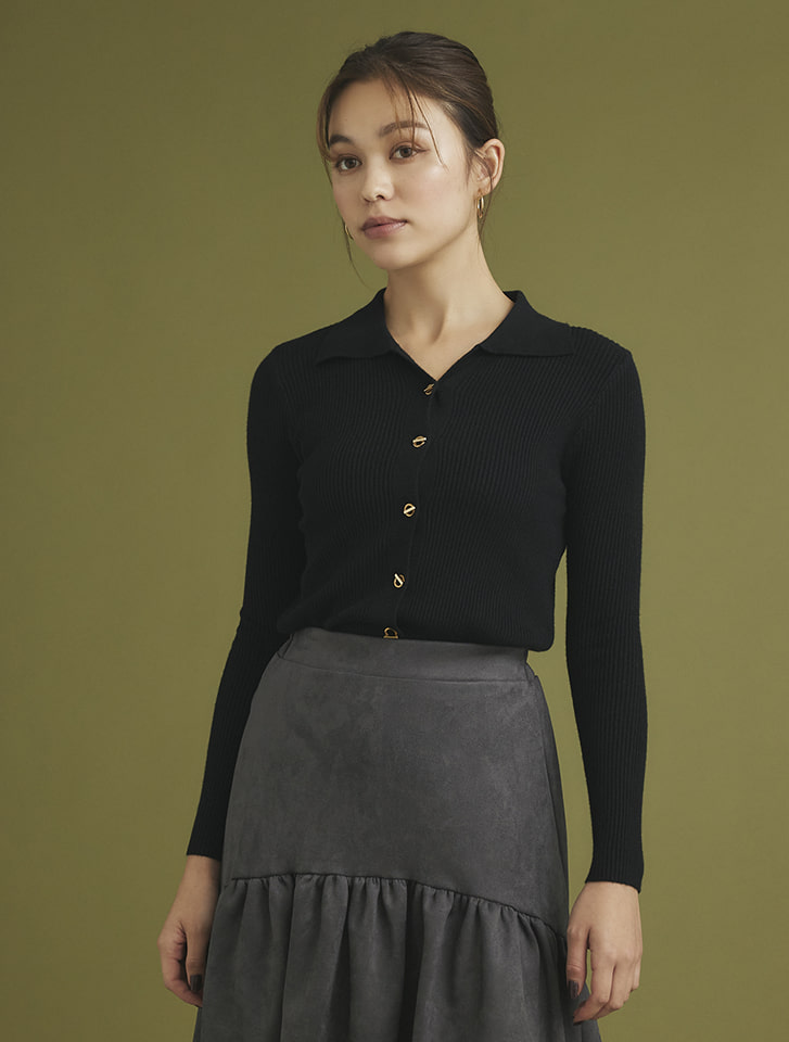 R　リピーター割　uniform黒カーディガン ドットジャガードニットカーディガン[DR47-22R106]｜URBAN