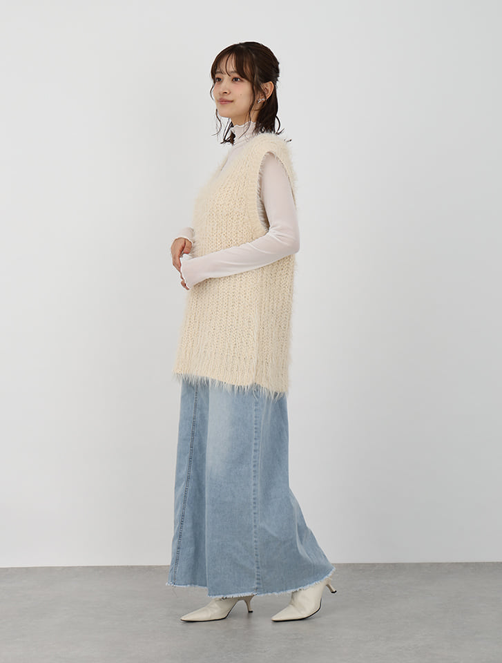 Edit Sheen 【ウォッシャブル】フェザーヤーンVネックベスト | 人気