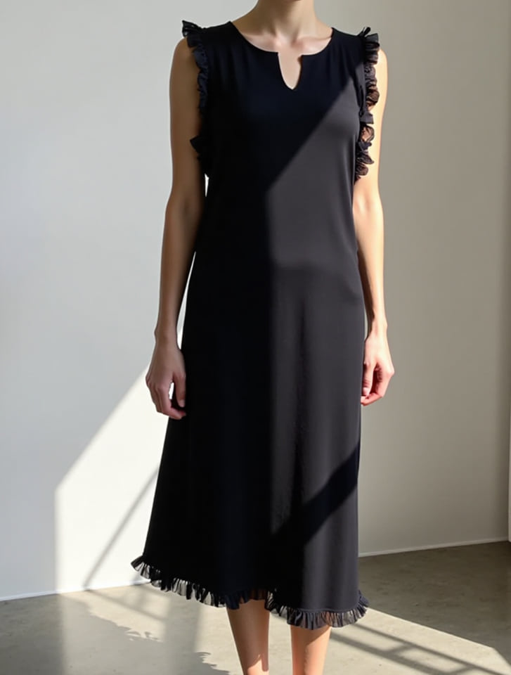 Edit Sheen フリルデザインニットワンピース | 人気レディース  