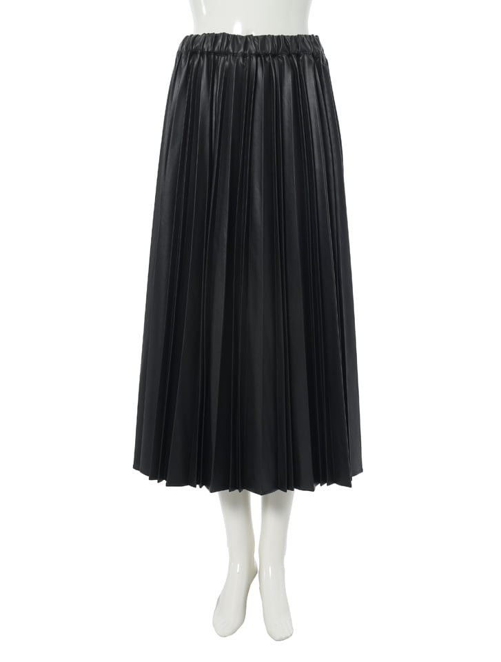 Edit Sheen フェイクレザーミディプリーツスカート | 人気