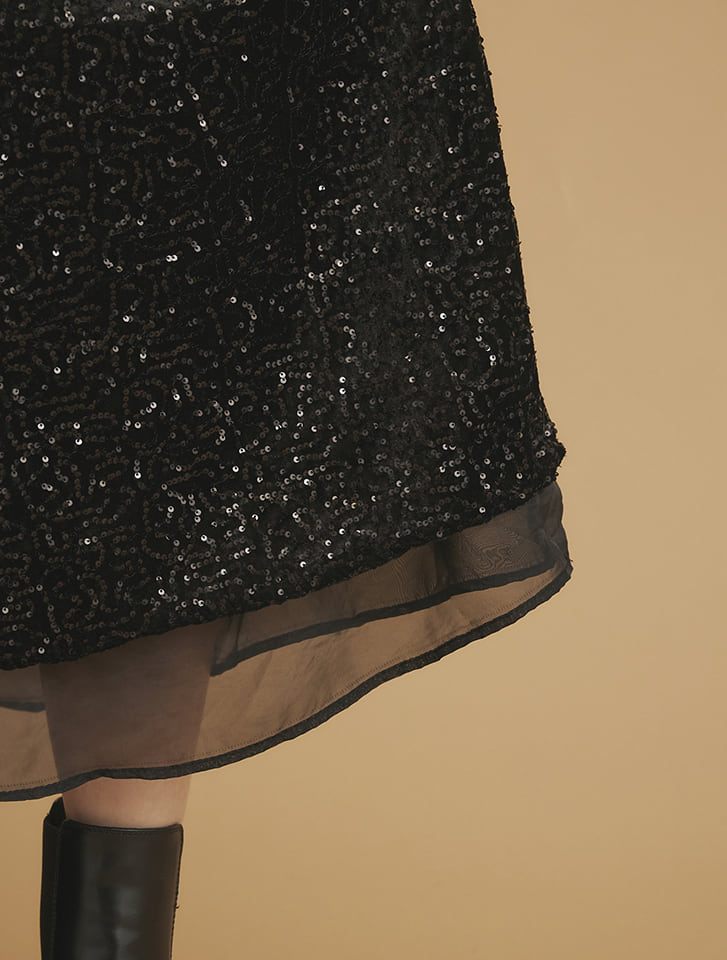 Edit Sheen レイヤードスパンコールスカート | 人気レディース