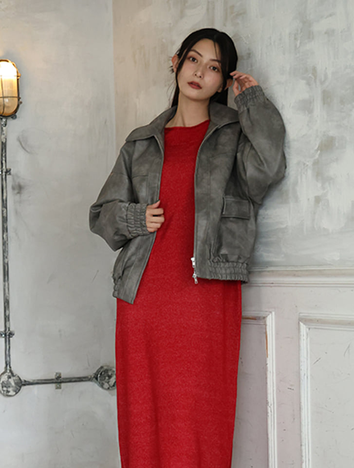 Edit Sheen ミドル丈フェイクレザージャケット | 人気レディース