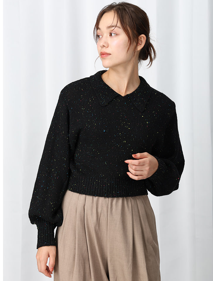 Edit Sheen ミックスカラー衿付ニット | 人気レディースファッション