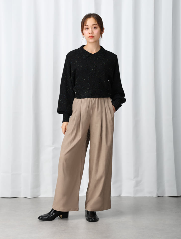 Edit Sheen ミックスカラー衿付ニット | 人気レディースファッション