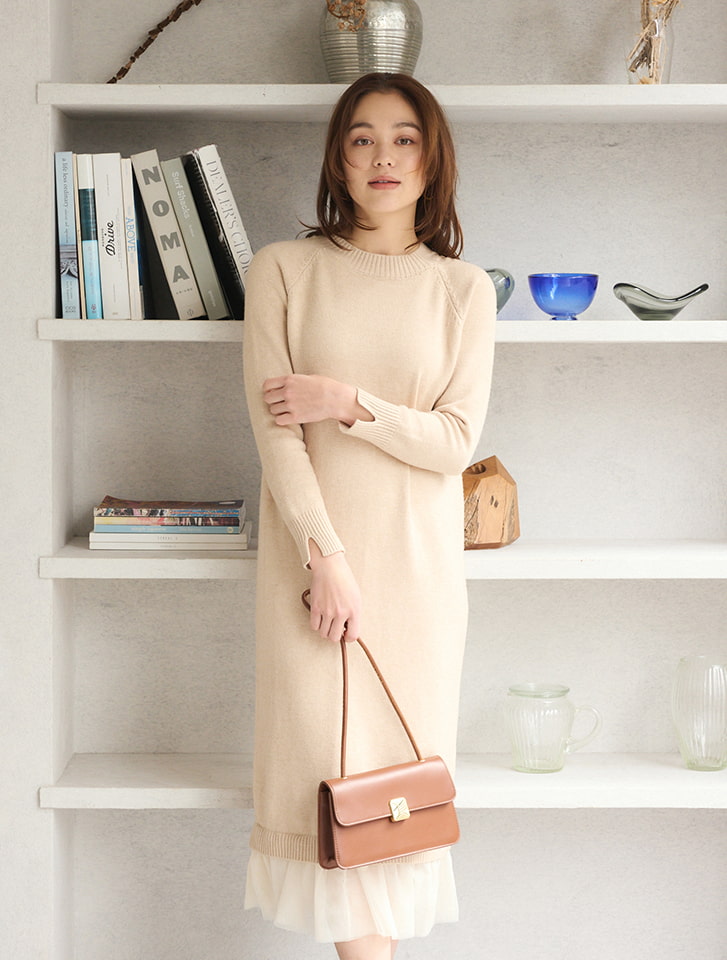 Edit Sheen 裾シフォンニットワンピース | 人気レディースファッション