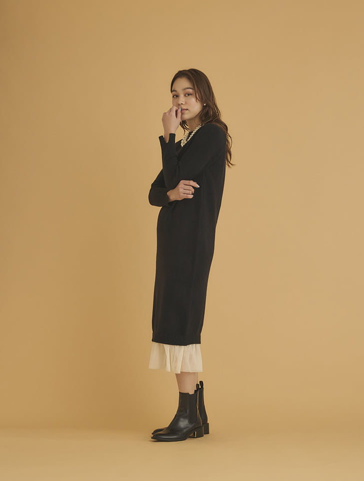 Edit Sheen 裾シフォンニットワンピース | 人気レディースファッション