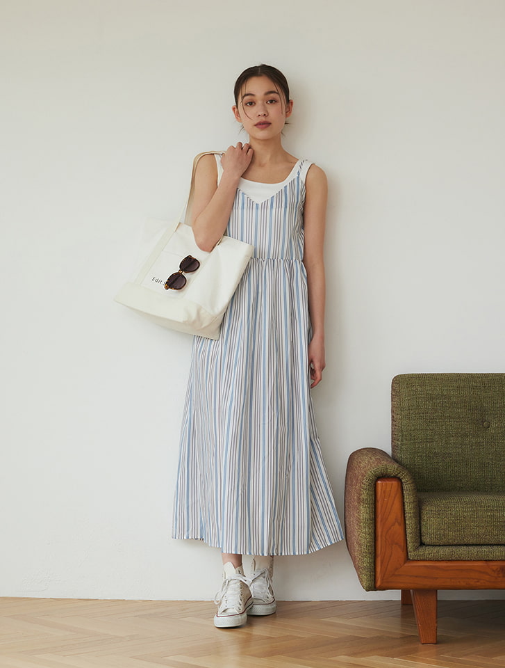 MSGM　マルチストライプワンピース Edit Sheen マルチストライプキャミソールワンピース | 人気