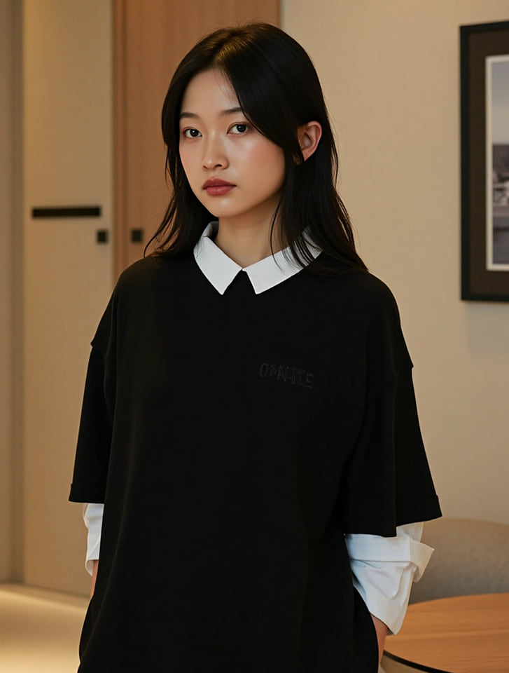ロゴ刺しゅう入りニットTシャツ