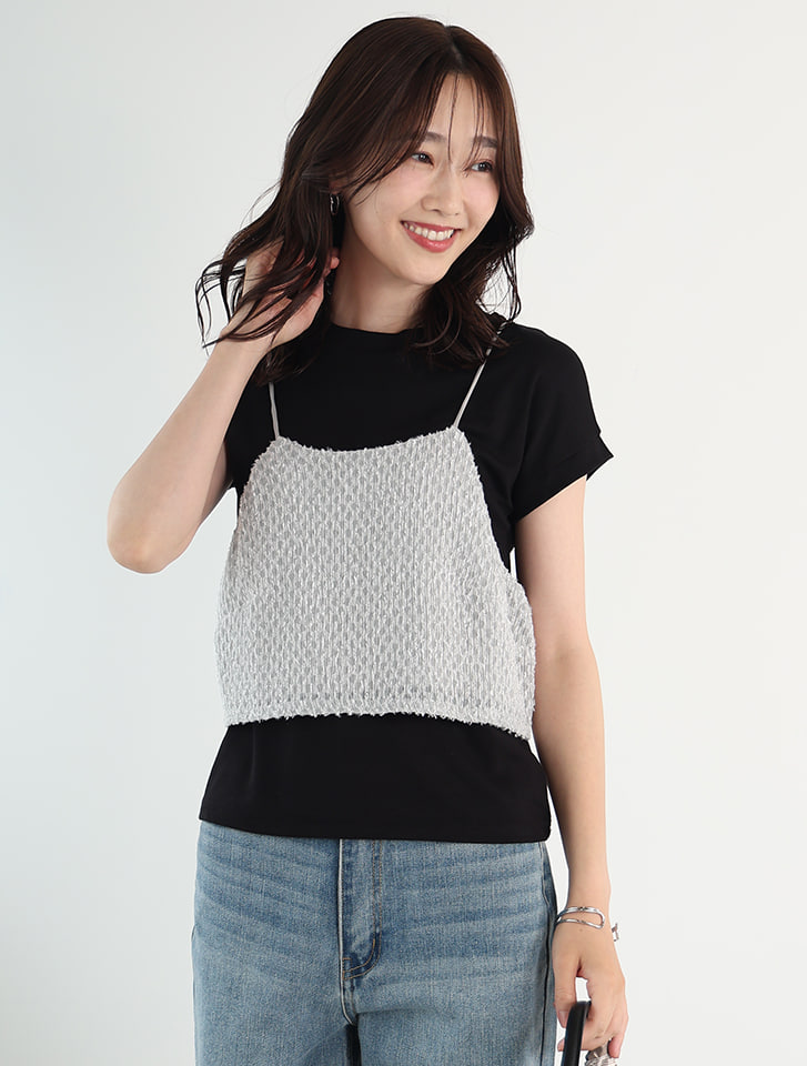 Edit Sheen 【SET UP対応】オパールフリンジキャミソールビスチェ