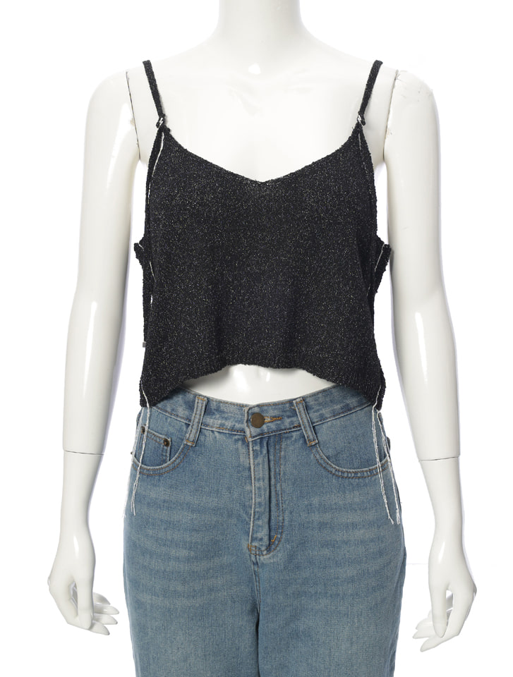mediam lame Feather Bare top ラメ ニット ビスチェ トップス