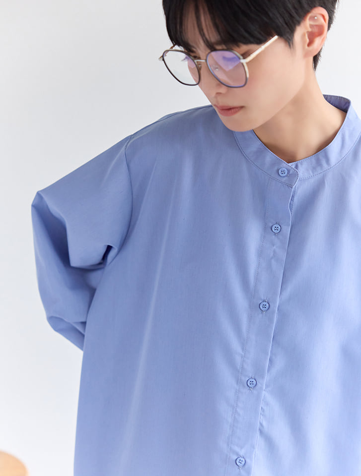 Edit Sheen ノーカラーシャツロングワンピース | 人気レディース