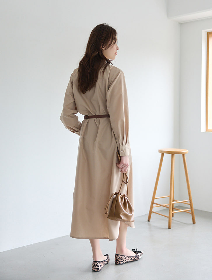 JOSEPH◆秋のノーカラーシャツワンピース38薄グレージュ5.3万 JOSEPH◇秋のノーカラーシャツワンピース38薄グレージュ5.3万