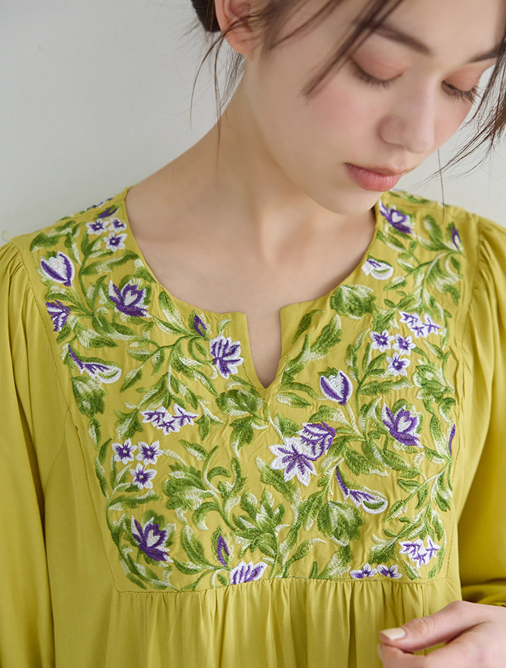 Edit Sheen フラワー刺繍ロングワンピース | 人気レディース Edit Sheen フラワー刺繍ロングワンピース | 人気レディース