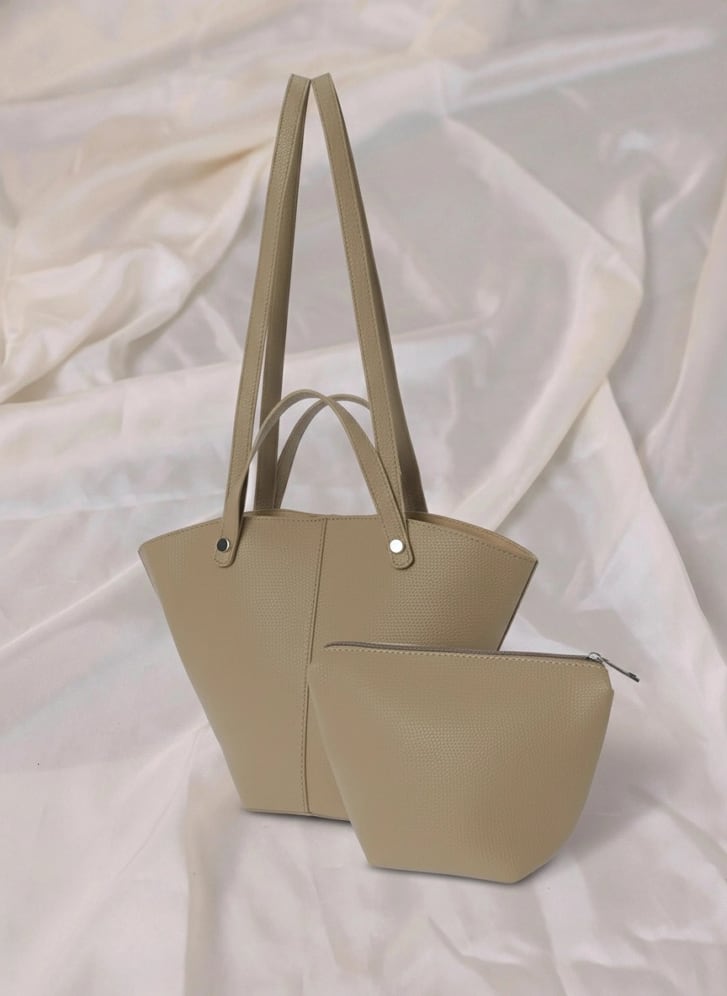 フレアフォルムポーチ付き2WAYハンドバッグ